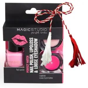 Kit Perfect Match gloss, lac de unghii si fard 30750, Nr 04, Pink, Magic Studio - 