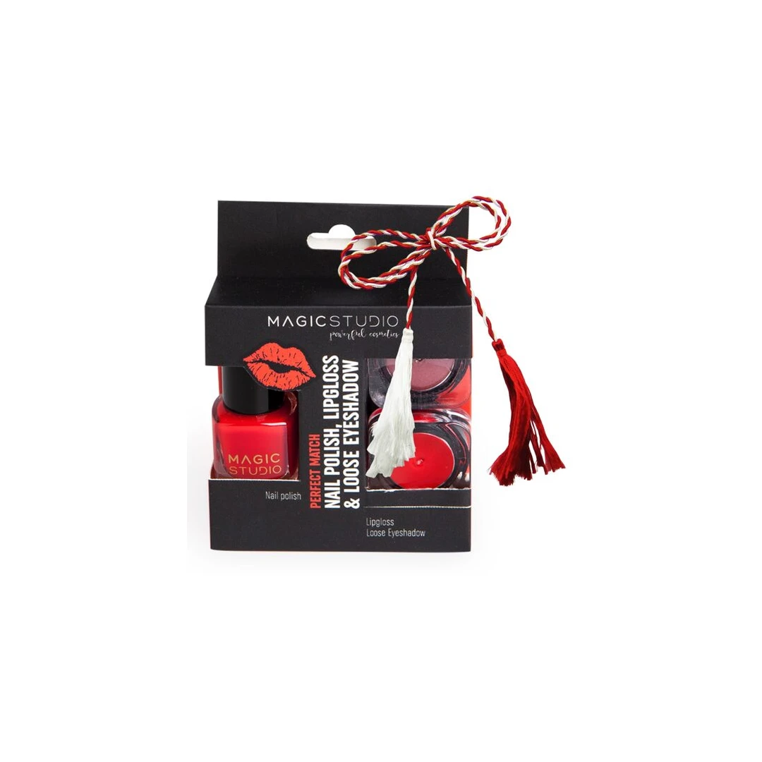 Kit Perfect Match gloss, lac de unghii si fard 30750, Nr 02, Passion Red, Magic Studio - 