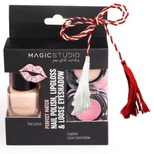 Set Perfect Match, un gloss pentru buze, un lac de unghii si un fard pulbere, Nr.01 Nude, Magic Studio - 