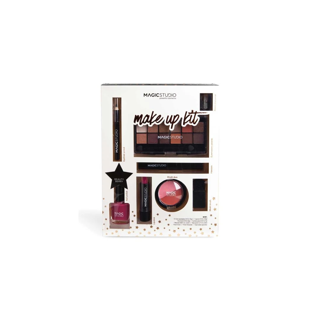 Kit cosmetic Essential, cu produse de machiaj si lac de unghii, Magic Studio - 