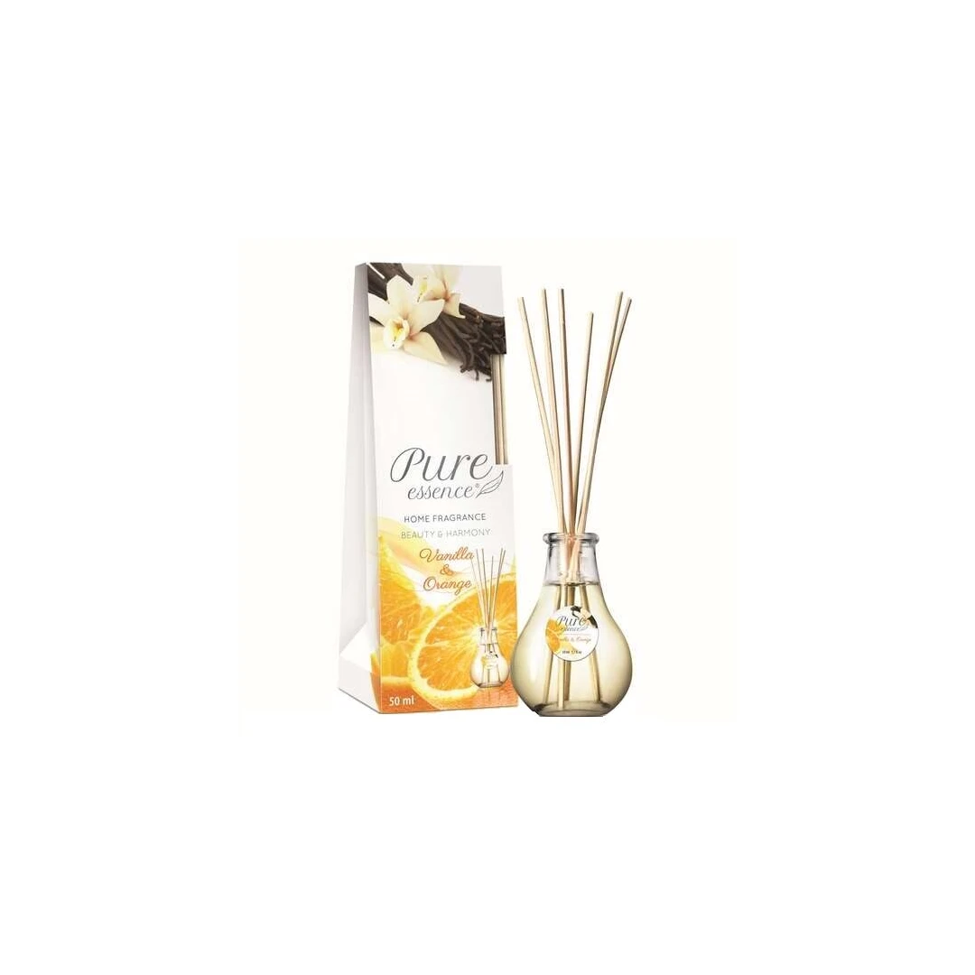Difuzor cu betisoare parfumate Pure Essence, Vanilie si flori de portocala, 50 ml - 