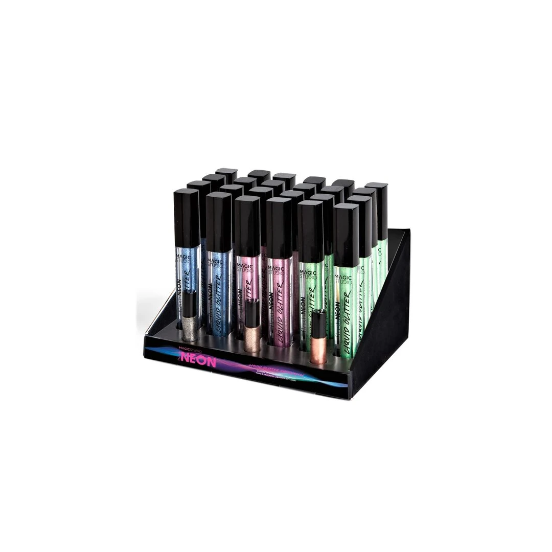 Set 24 farduri de pleoape Neon Liquid Glitter Magic Studio 32009, 5 ml - 