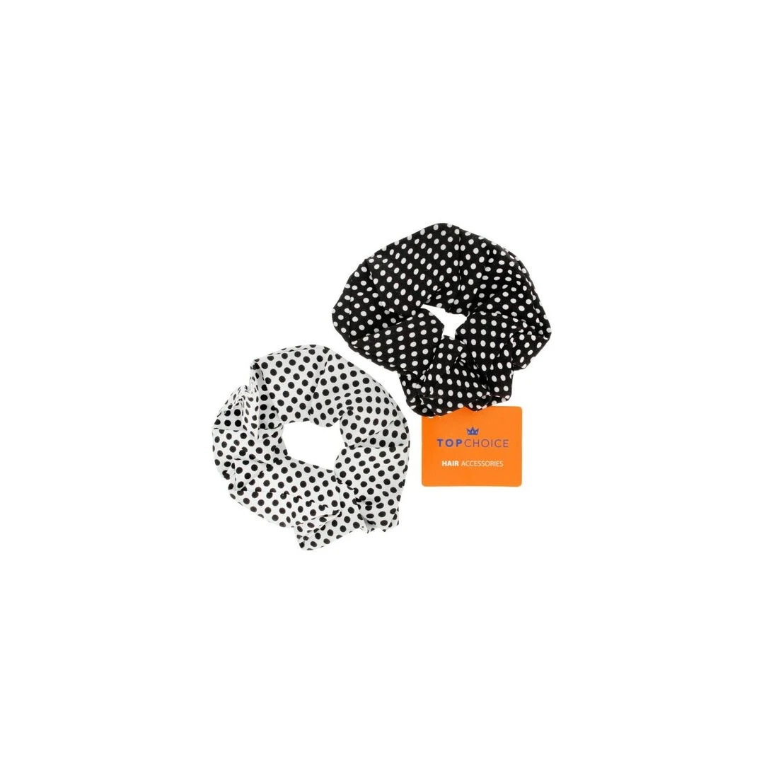 Set doua elastice de par Top Choice 23859, Black & White Dots - 