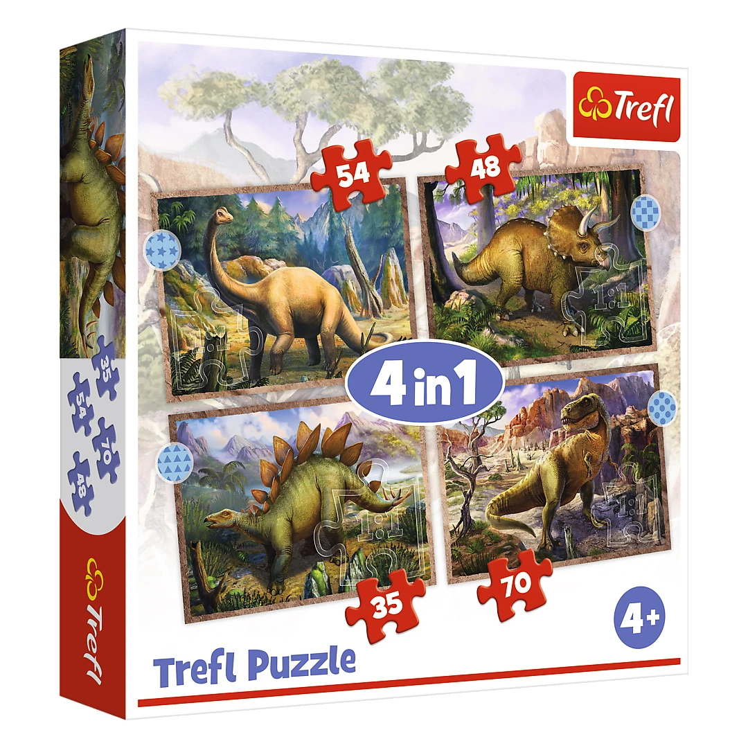 Puzzle Trefl 4 in 1 dinozaurii interesanti - 