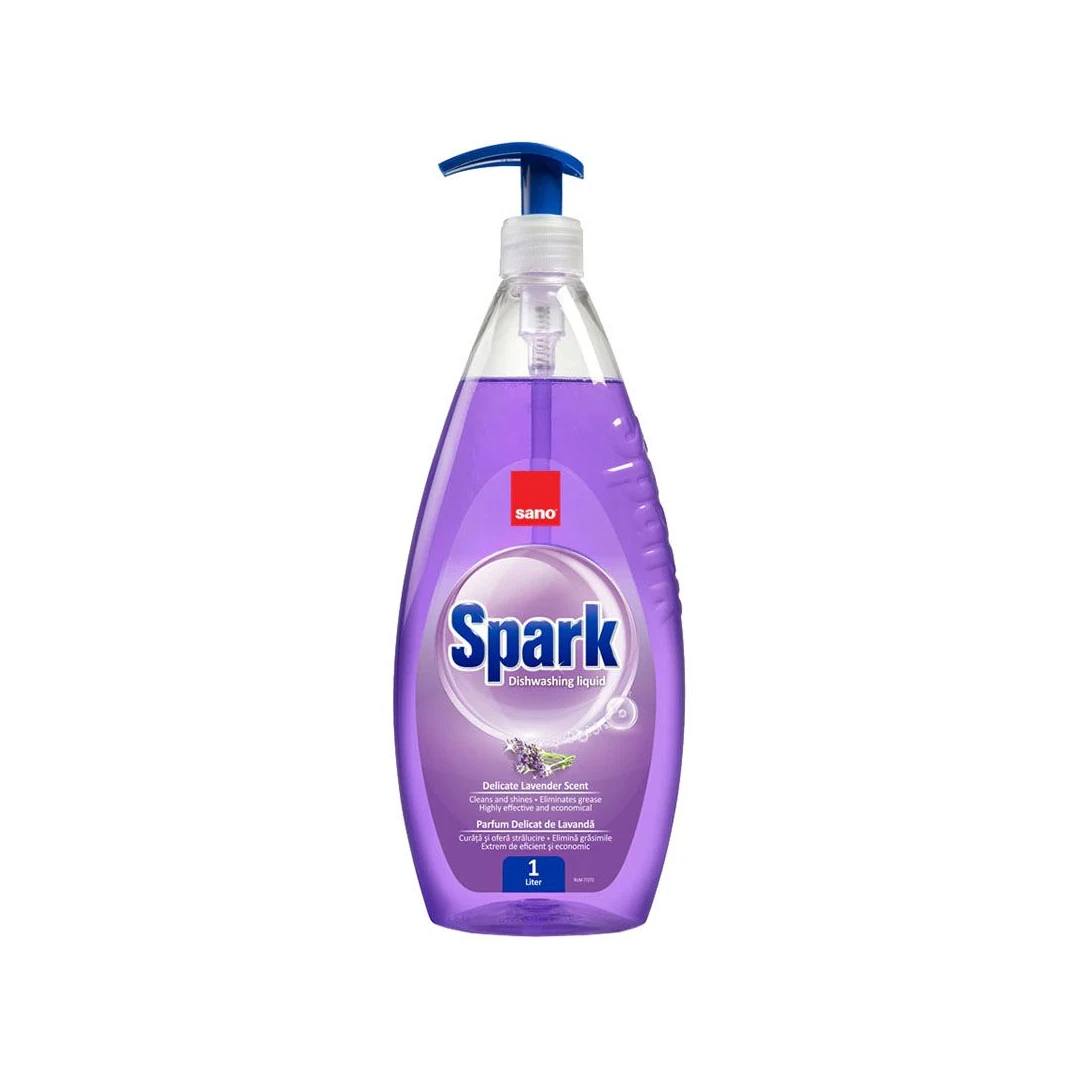 Detergent vase cu pompita Sano Spark Lavanda, 1L - 