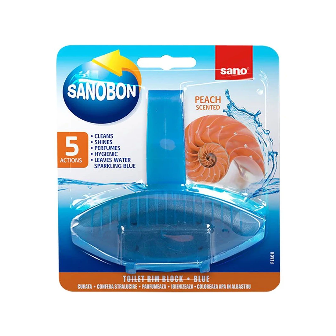 Odorizant solid Sano pentru vasul toaletei, Bon Blue Peach, 55g - 