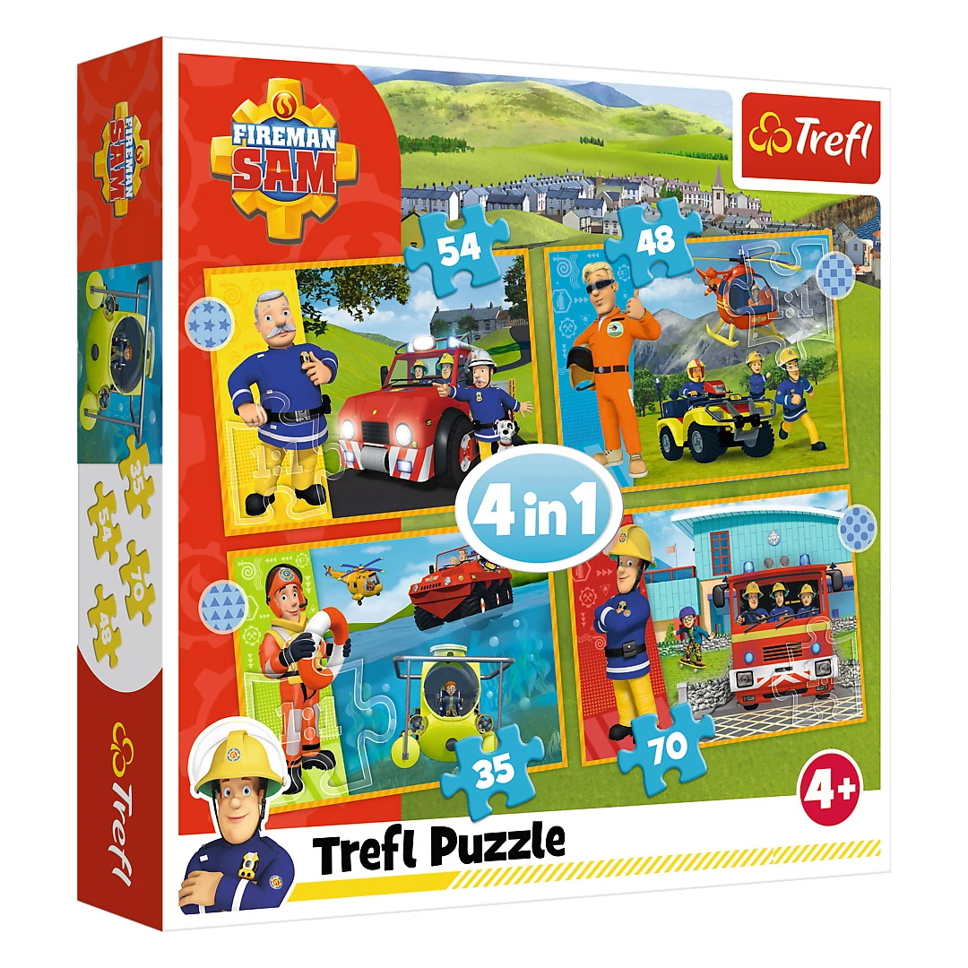 Puzzle Trefl 4 in 1 pompierul Sam -  curajosul Sam - 