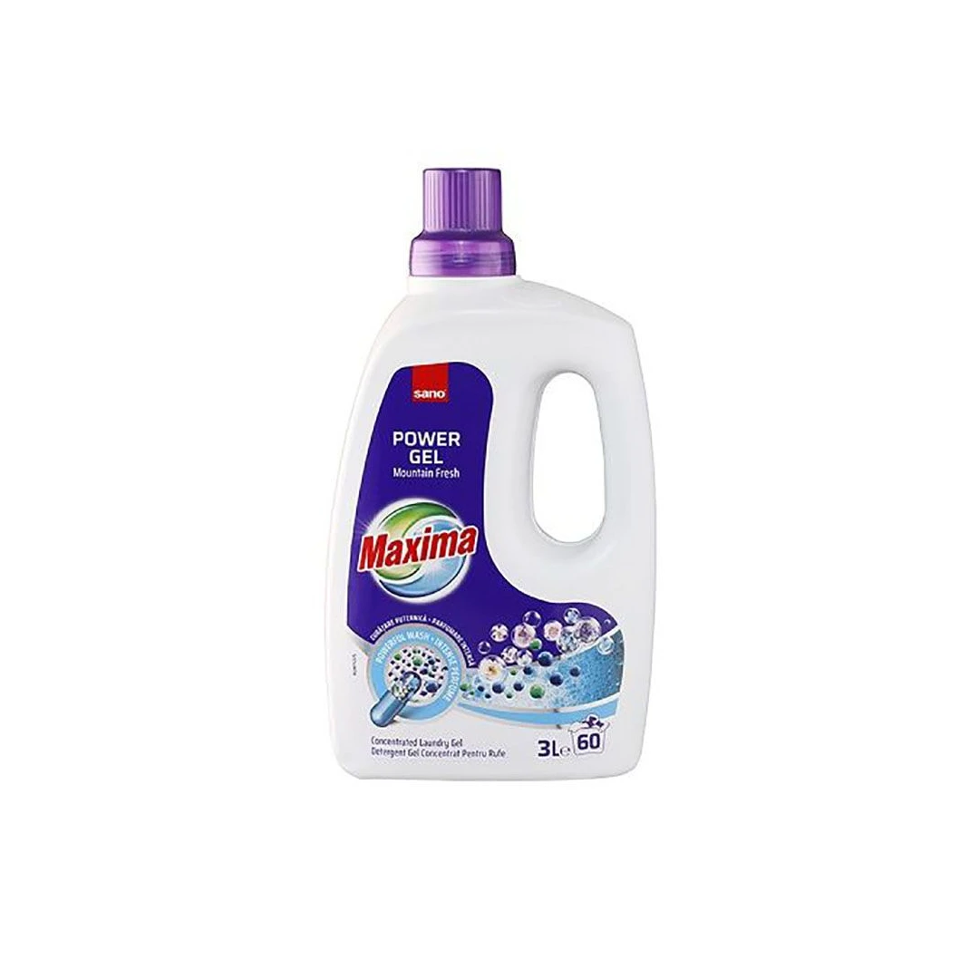 Detergent gel concentrat pentru rufe Sano Maxima Power Gel Mountain Fresh 60 spalari 3l - 