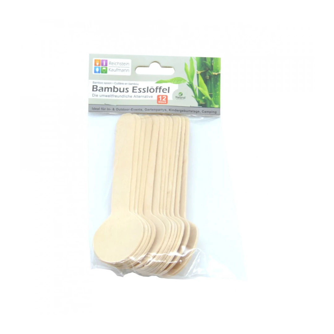 Set 12 bucati, linguri din lemn de bambus, 100% naturale - 