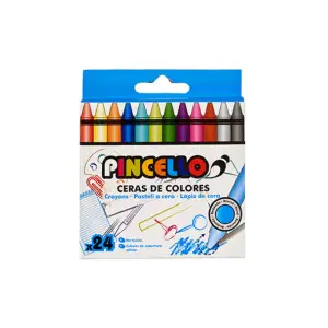 Set 24 bucati creioane cerate, 90 x 8 mm, multicolore - 