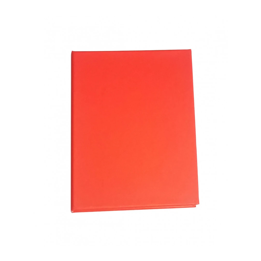 Carnetel cu notite adezive tip Post-it, coperta din carton gros, rosu coral - 
