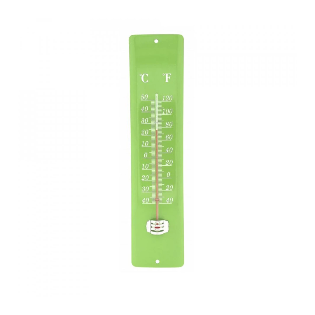 Termometru de casa analogic cu rama metalica, 30x7 cm, Verde - 