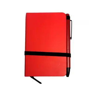 Notebook Pocket, cu pix si stylus pen, 80 pagini albe, A7, 100x64mm, Rosu - 
