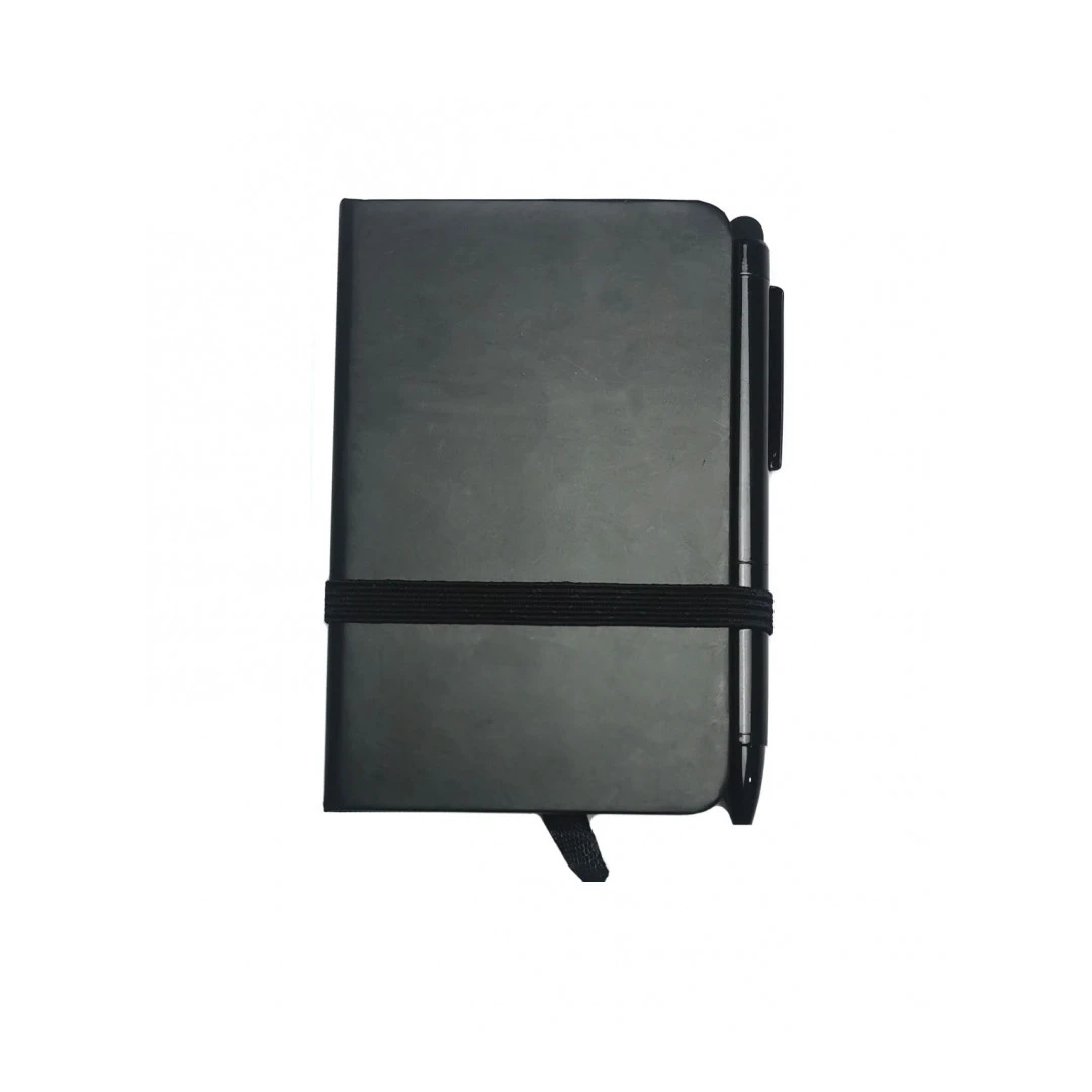 Notebook Pocket, cu pix si stylus pen, 80 pagini albe, A7, 100x64mm, Negru - 