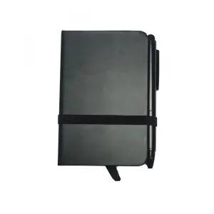 Notebook Pocket, cu pix si stylus pen, 80 pagini albe, A7, 100x64mm, Negru - 