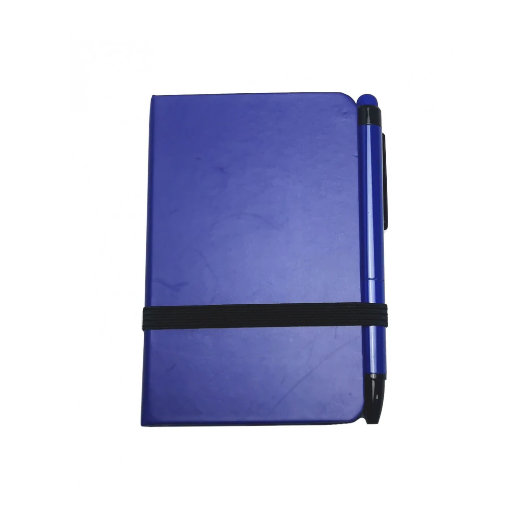 Notebook Pocket, cu pix si stylus pen, 80 pagini albe, A7, 100x64mm, Albastru - 