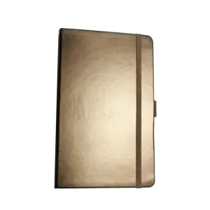 Agenda A5 cu elastic si suport pentru pix, JournalBooks Gold, 96 file, dictando, Maro - 