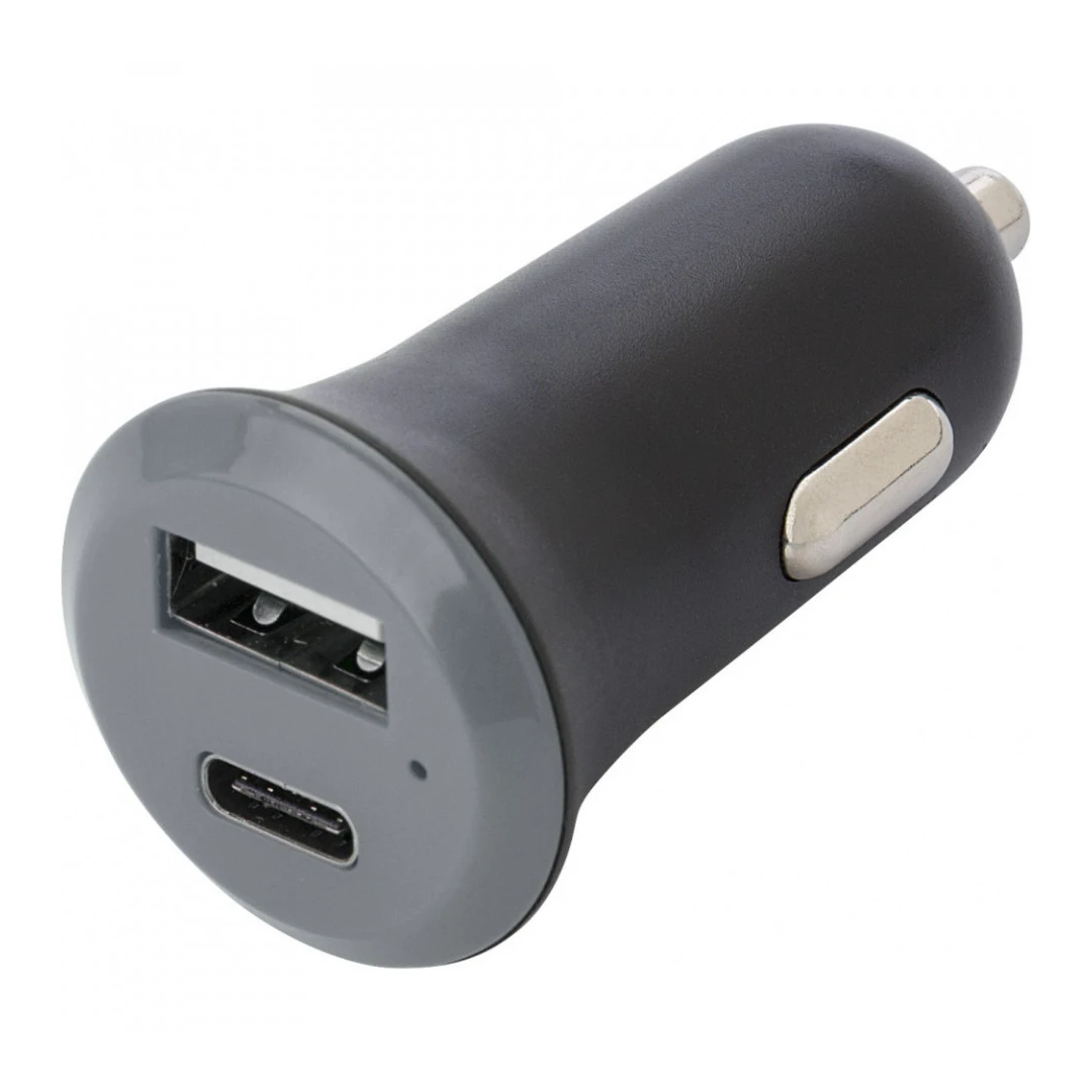 Incarcator Auto mic, cu USB si USB C, 5v 3A, Gri - 