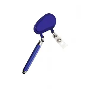 Suport retractabil pentru ecuson prevazut cu stylus pen si pix, Albastru - 