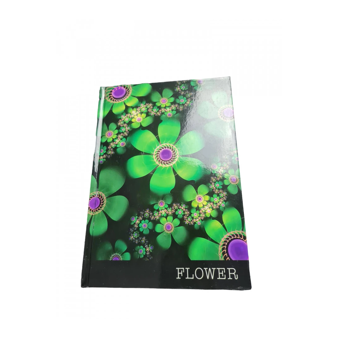 Caiet Block notes, MIXDesign, liniat dictando tip W, A5,96 file, coperti cartonate, model flori, Verde - 