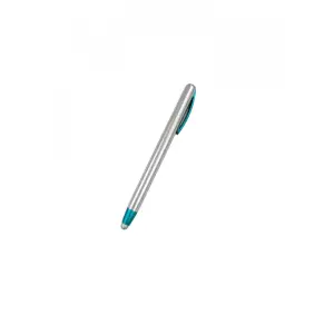 Stylus pen cu pix, model Clasic, din material plastic, Argintiu/Turcoaz - 