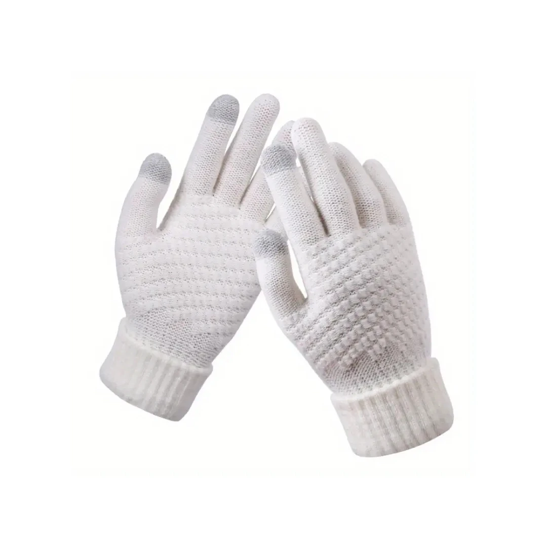 Manusi de iarna cu functie touch screen, pentru Femei, Smart Glove, Albe - 
