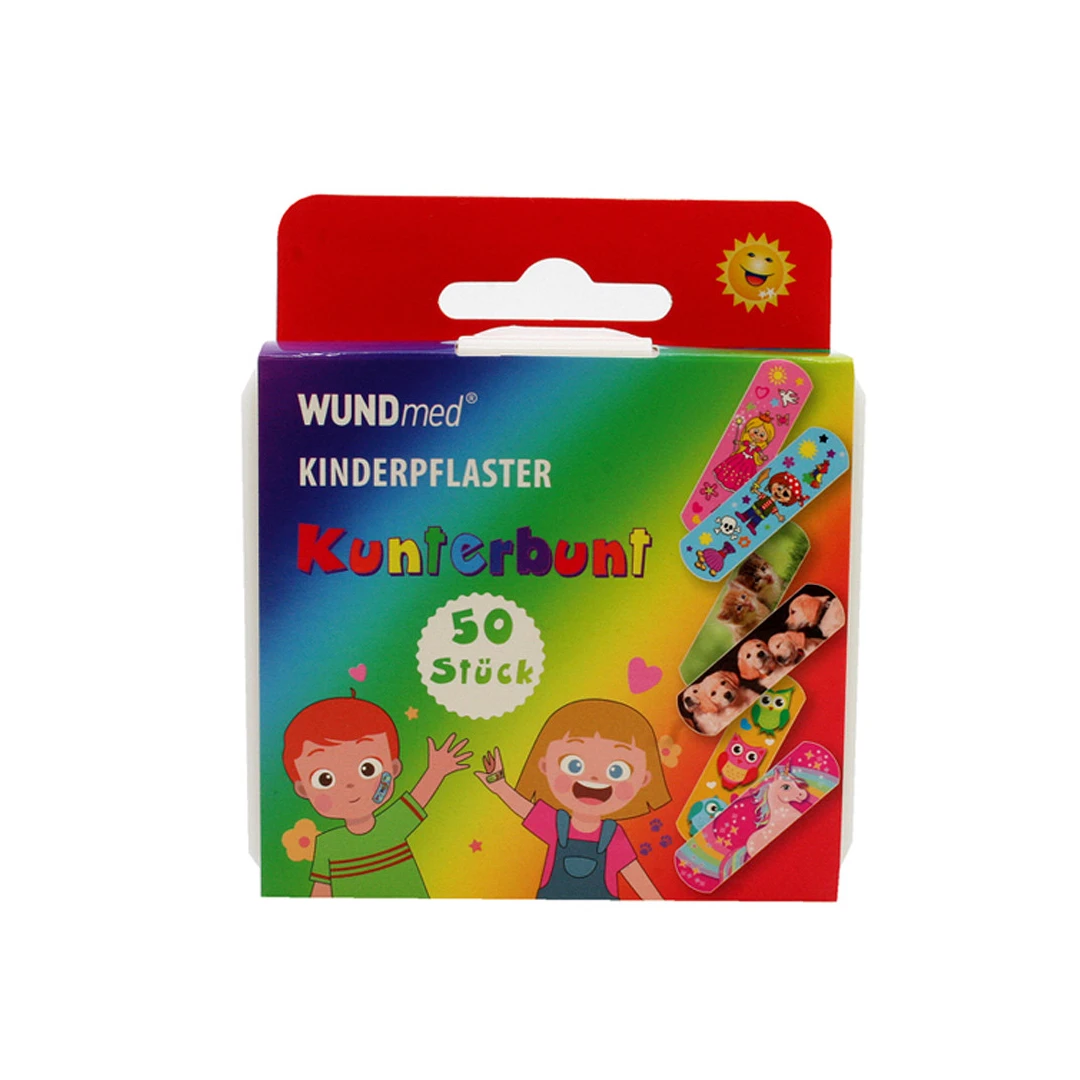 Set 50 Bucati, Plasturi pentru Copii, WUNDmed, impermeabili, colorati, Multicolor - 