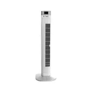 Ventilator turn cu afisare temperatura, 3 viteze, 55 W, Timer, Inaltime 92 cm, Telecomanda - 