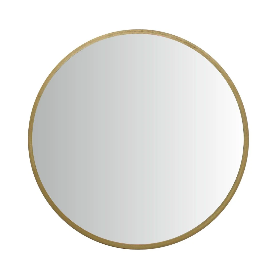 Oglindă cadru lemn rotund auriu 50 cm - 