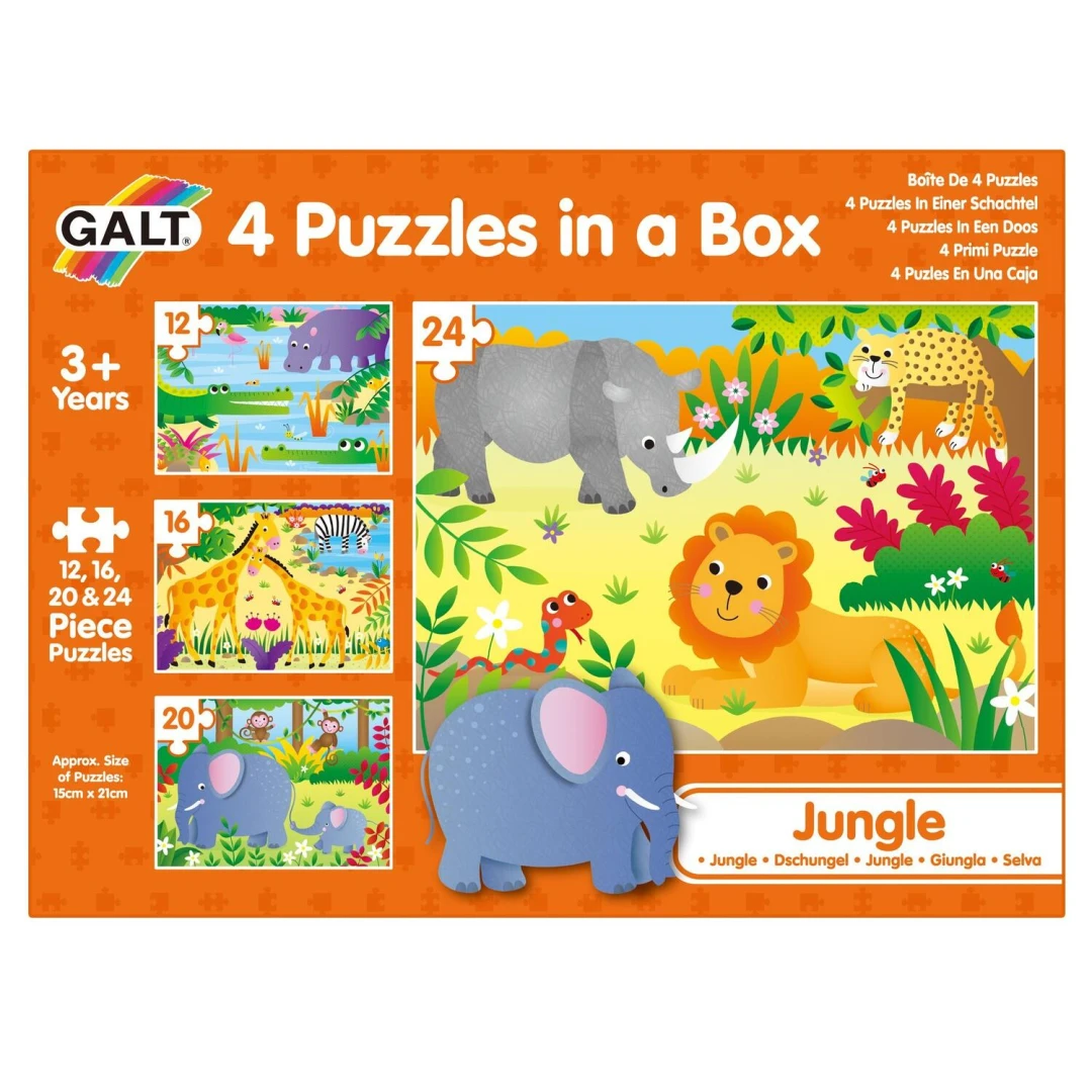 Set 4 puzzle-uri Jungla (12, 16, 20, 24 piese) - 