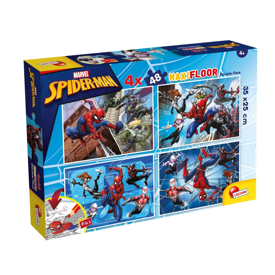 Puzzle de colorat maxi  - Spiderman (4 x 48 de piese) - 