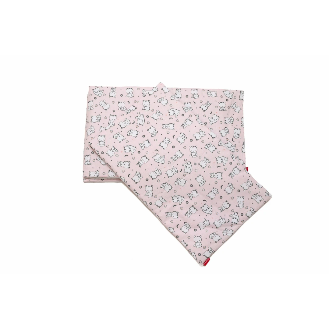 Set protectii patut Baby Bear roz, din bumbac 50x100 cm - 