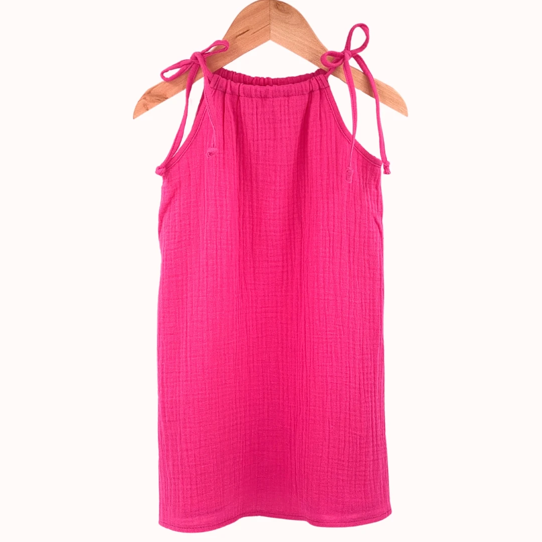 Rochie de vara cu snur pentru fetite, din muselina, Pink Pop 2-3 ani - 