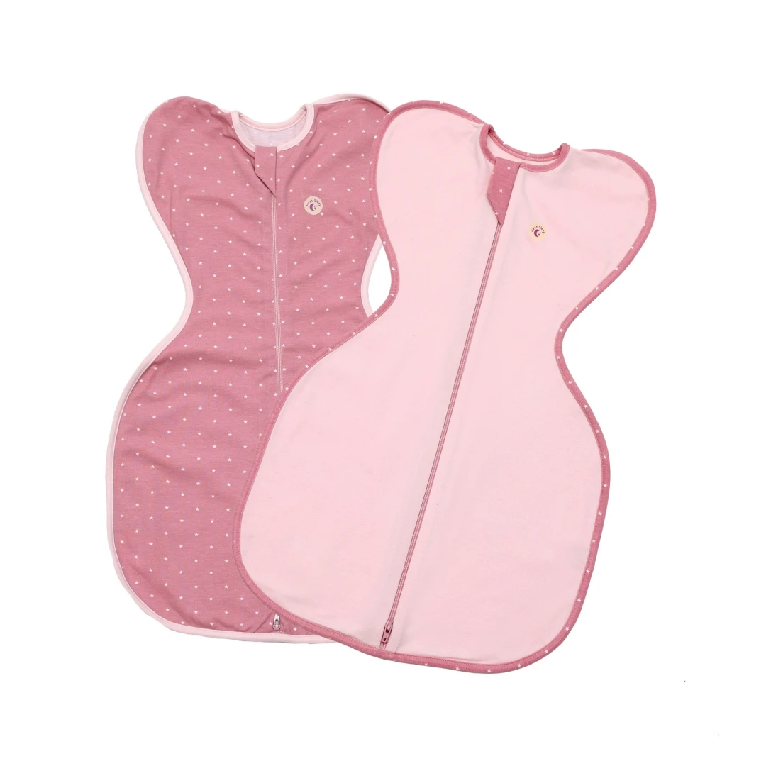Set 2 saci de dormit nou-nascut Swaddle First Sleep Sweet Star & Blush Pink, tog 0.5 60 cm, 0.5 tog - 