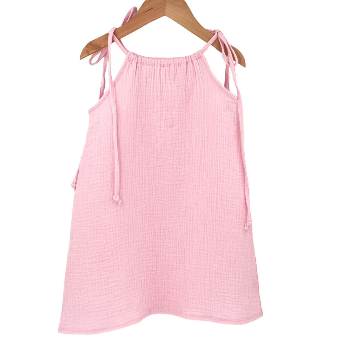 Rochie de vara cu snur pentru fetite, din muselina, Magic Pink 2-3 ani - 