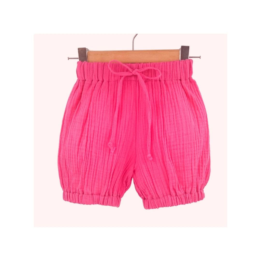 Pantaloni bufanti de vara pentru copii din muselina,  Pink Pop 2-3 ani - 