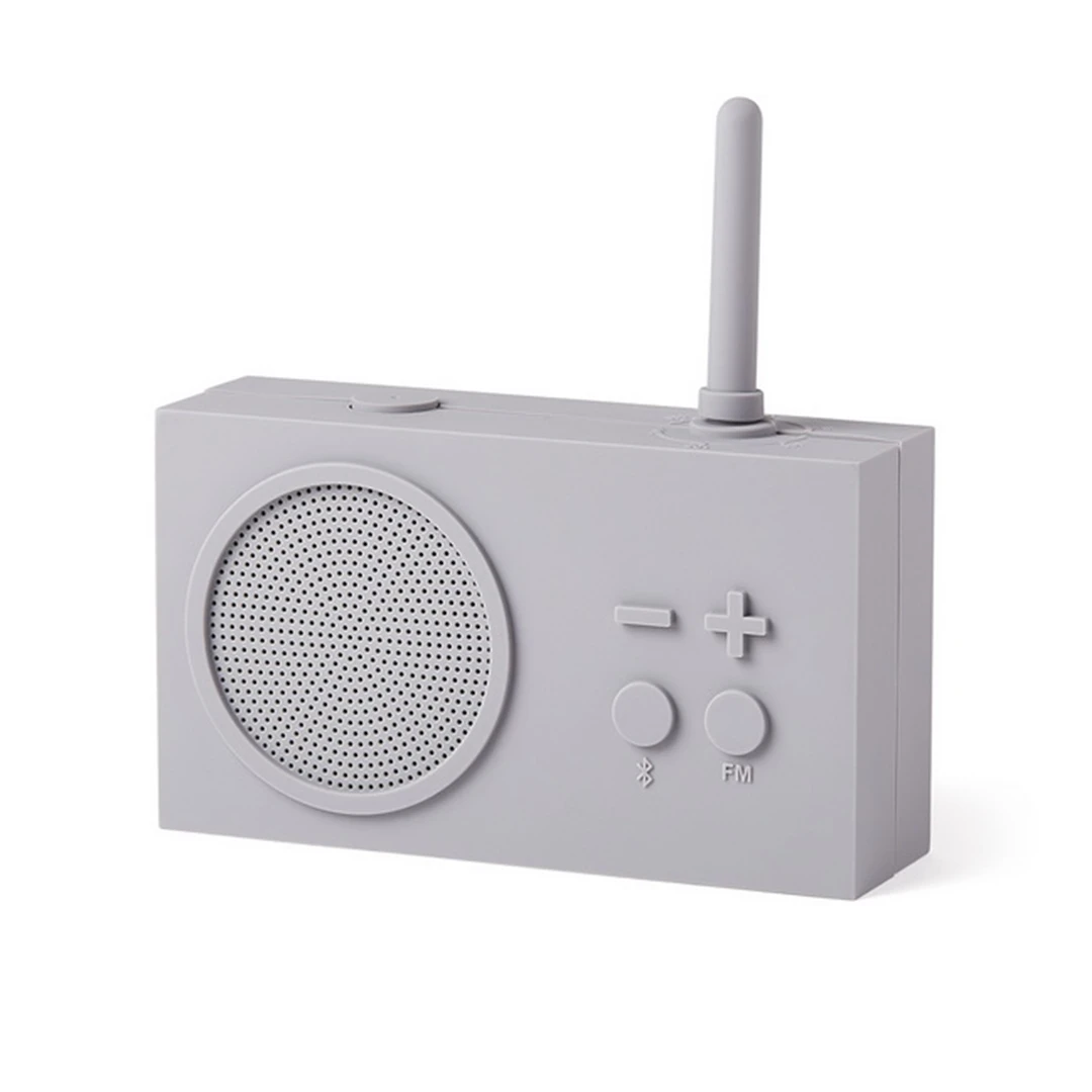 Radio portabil Lexon TYKHO 3 rezistent la apa speaker Bluetooth reincarcare USB autonomie 20 de ore carcasa din silicon gri deschis - 