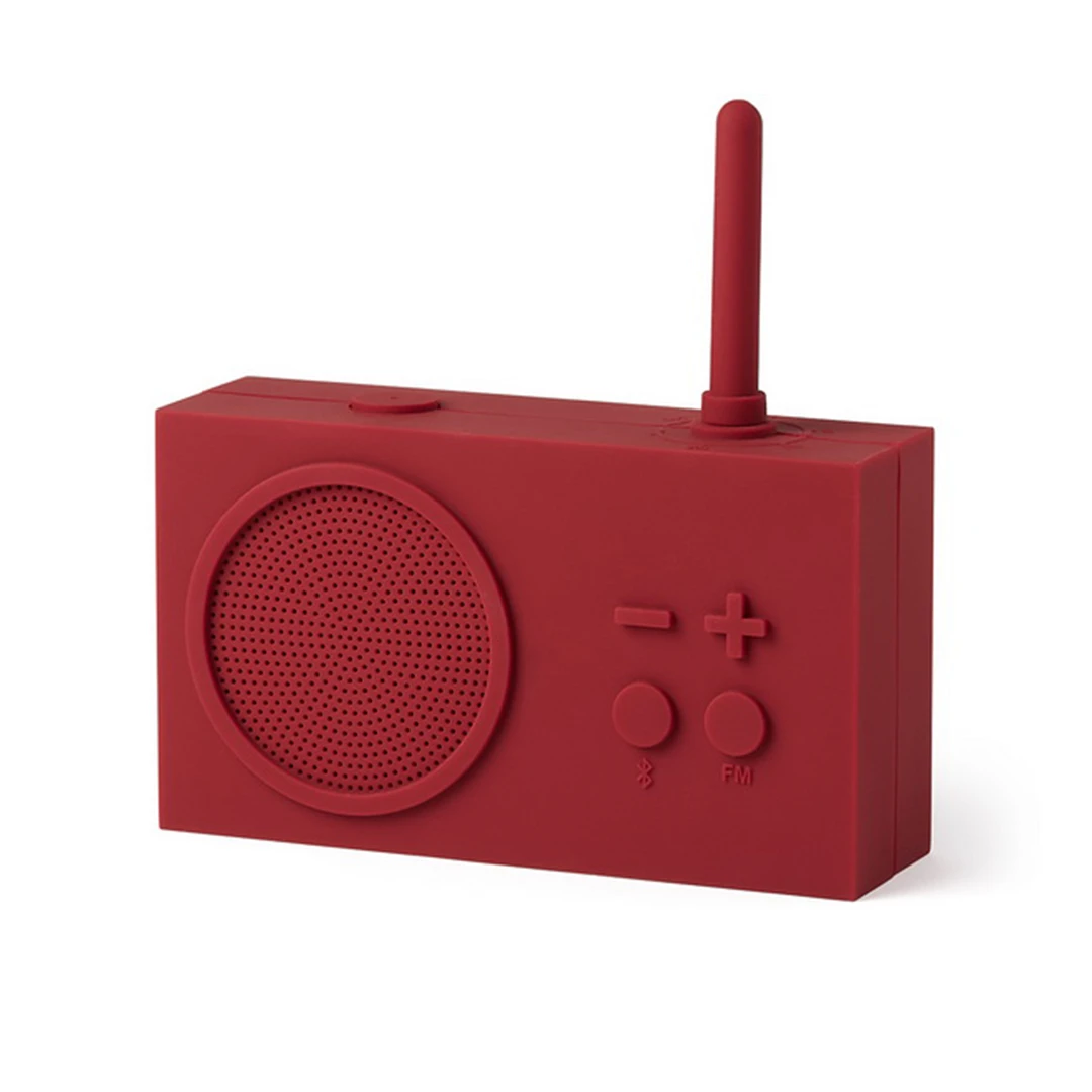 Radio portabil Lexon TYKHO 3 rezistent la apa speaker Bluetooth reincarcare USB autonomie 20 de ore carcasa din silicon visiniu - 