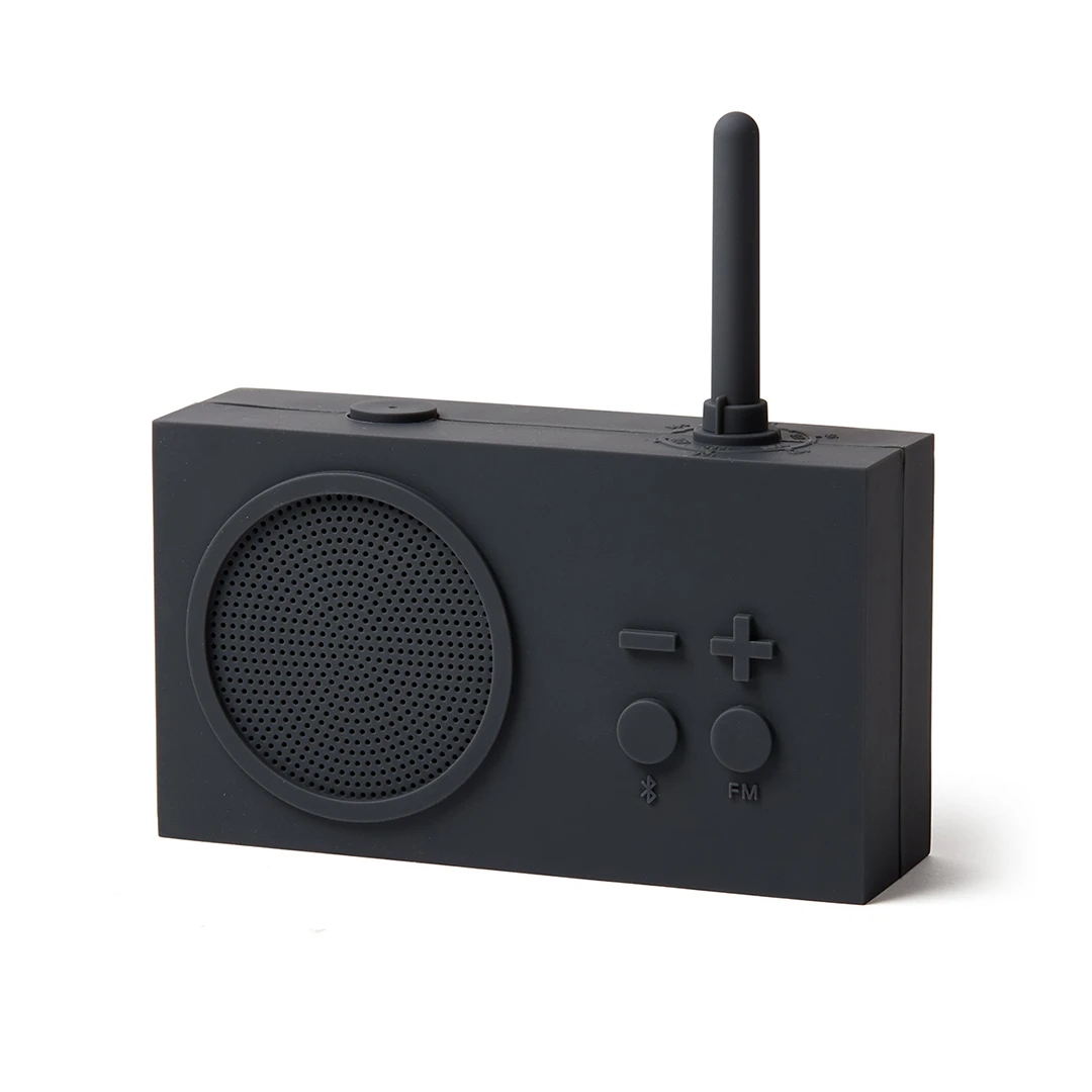 Radio portabil Lexon TYKHO 3 rezistent la apa speaker Bluetooth reincarcare USB autonomie 20 de ore carcasa din silicon gri inchis - 