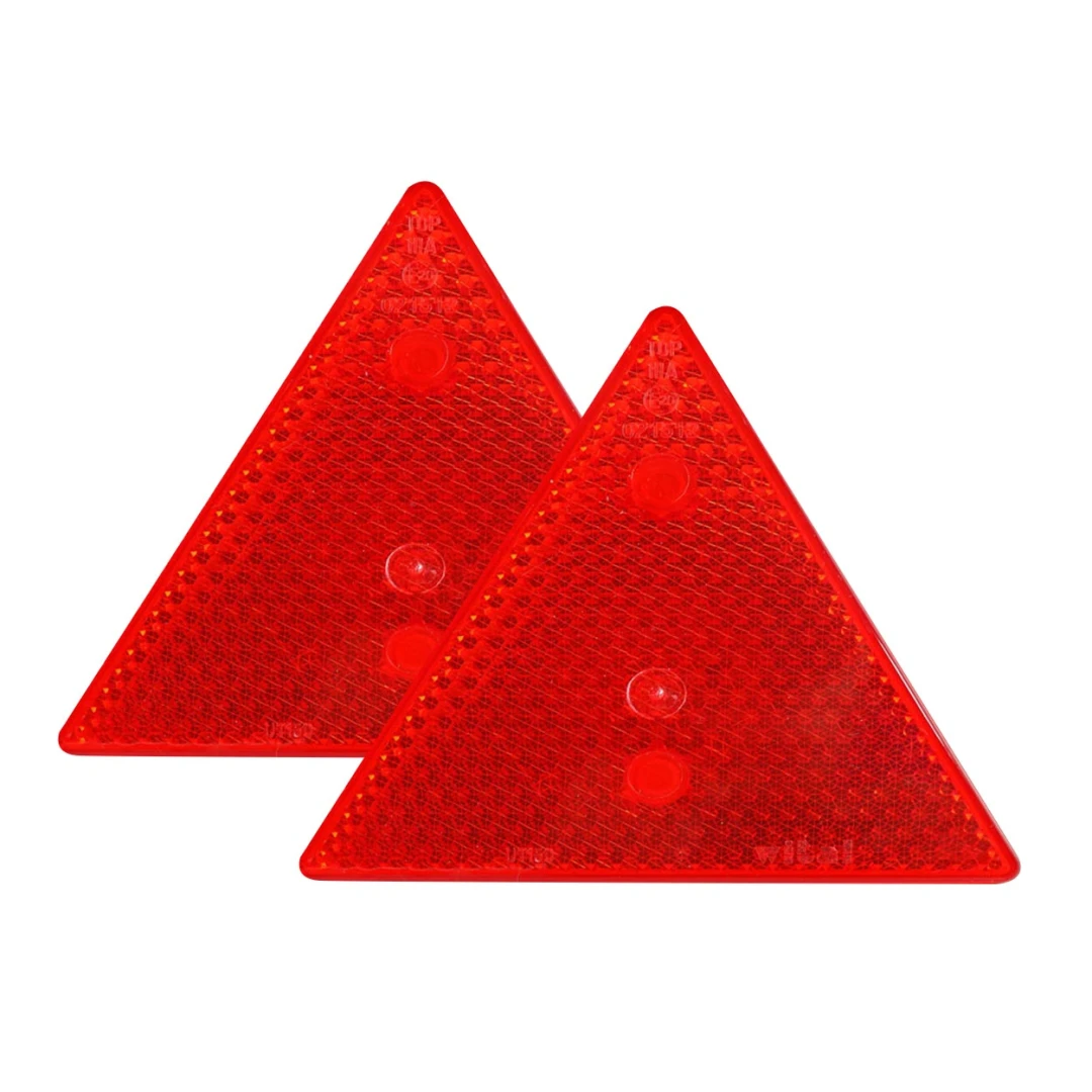 Set 2 triunghiuri de avertizare reflectorizante pentru remorci, culoare rosie, dimensiune 15 x 15 cm - 