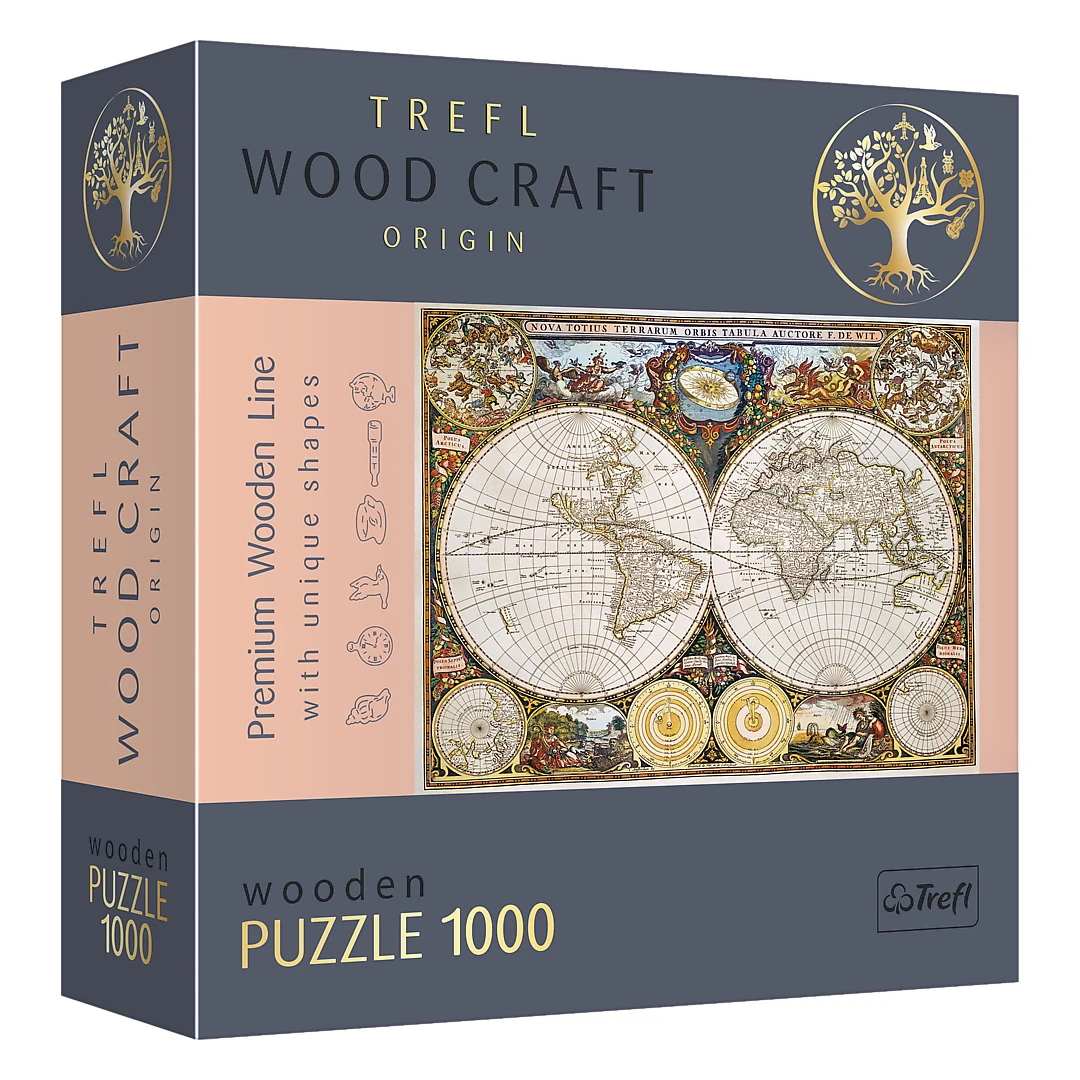 Puzzle Trefl din lemn 1000 piese harta lumii antice - 