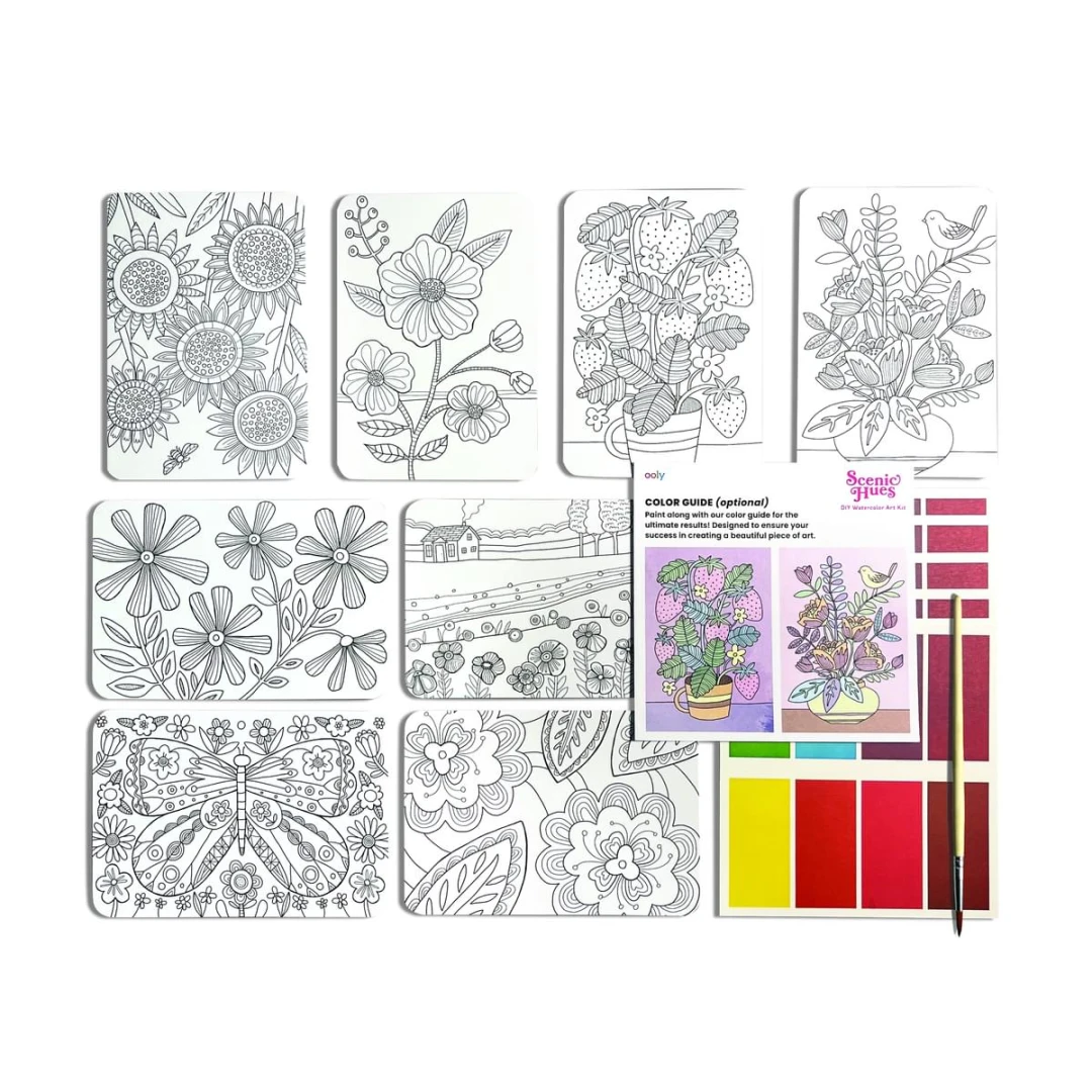 Set artistic cu acuarele DIY - Scenic Hues - Flori si gradini - 
