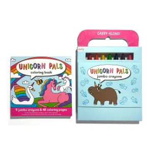 Set carte de colorat si creioane colorate - portabil, Unicorni - 
