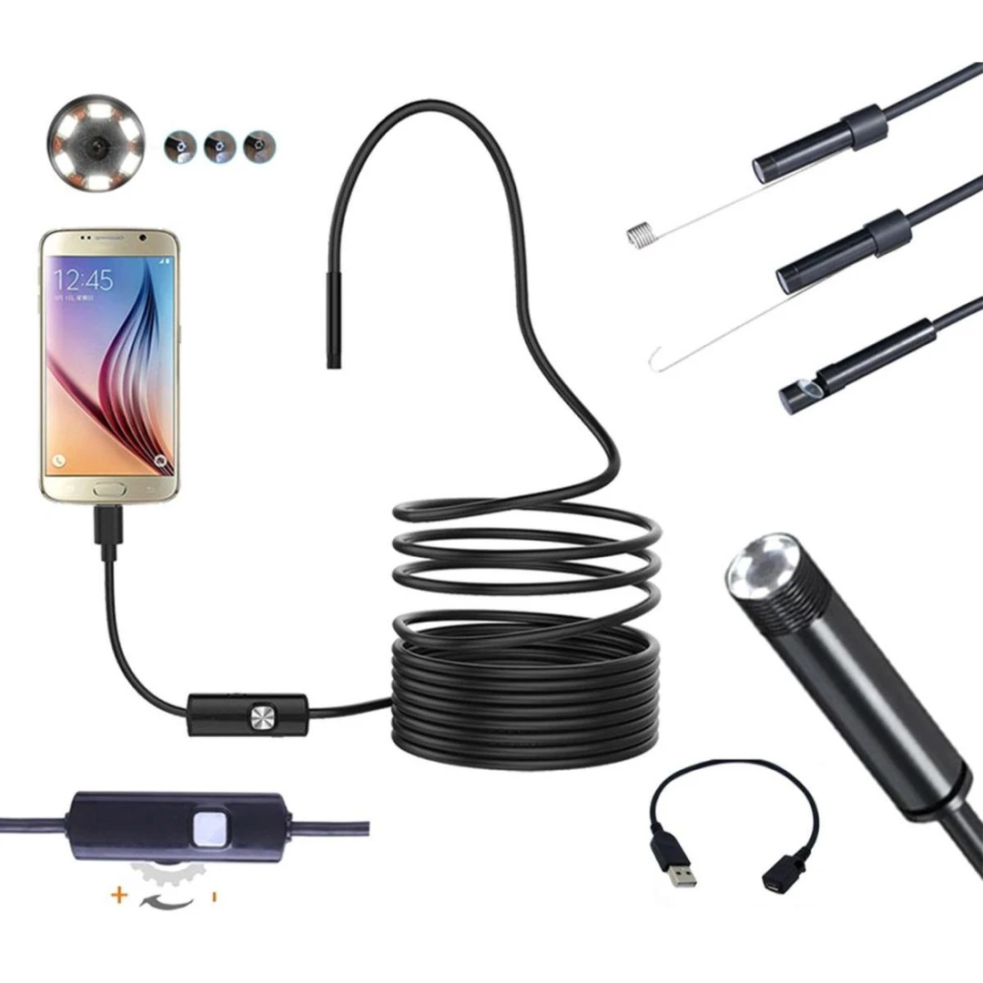 Camera endoscopica de inspectie, waterproof, 5,5mm, conectare Android Windows prin microUSB - USB, lungime cablu 5m - 