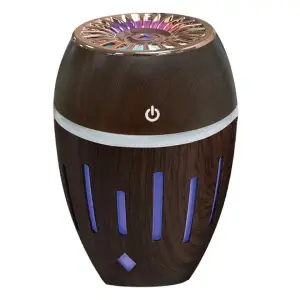 Mini Umidificator Ultrasonic MOOD ( BE AUTHENTIC ) 300ML cu Abur rece, Aromaterapie pentru Casa, Masina, cu Lampa LED, nuanta inchisa de lemn - 
