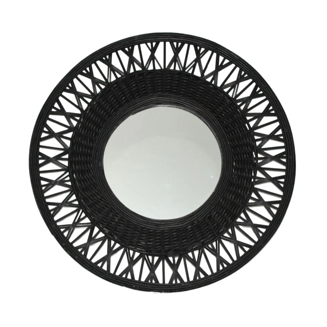 Oglindă cadru bambus rotund negru 56cm - 