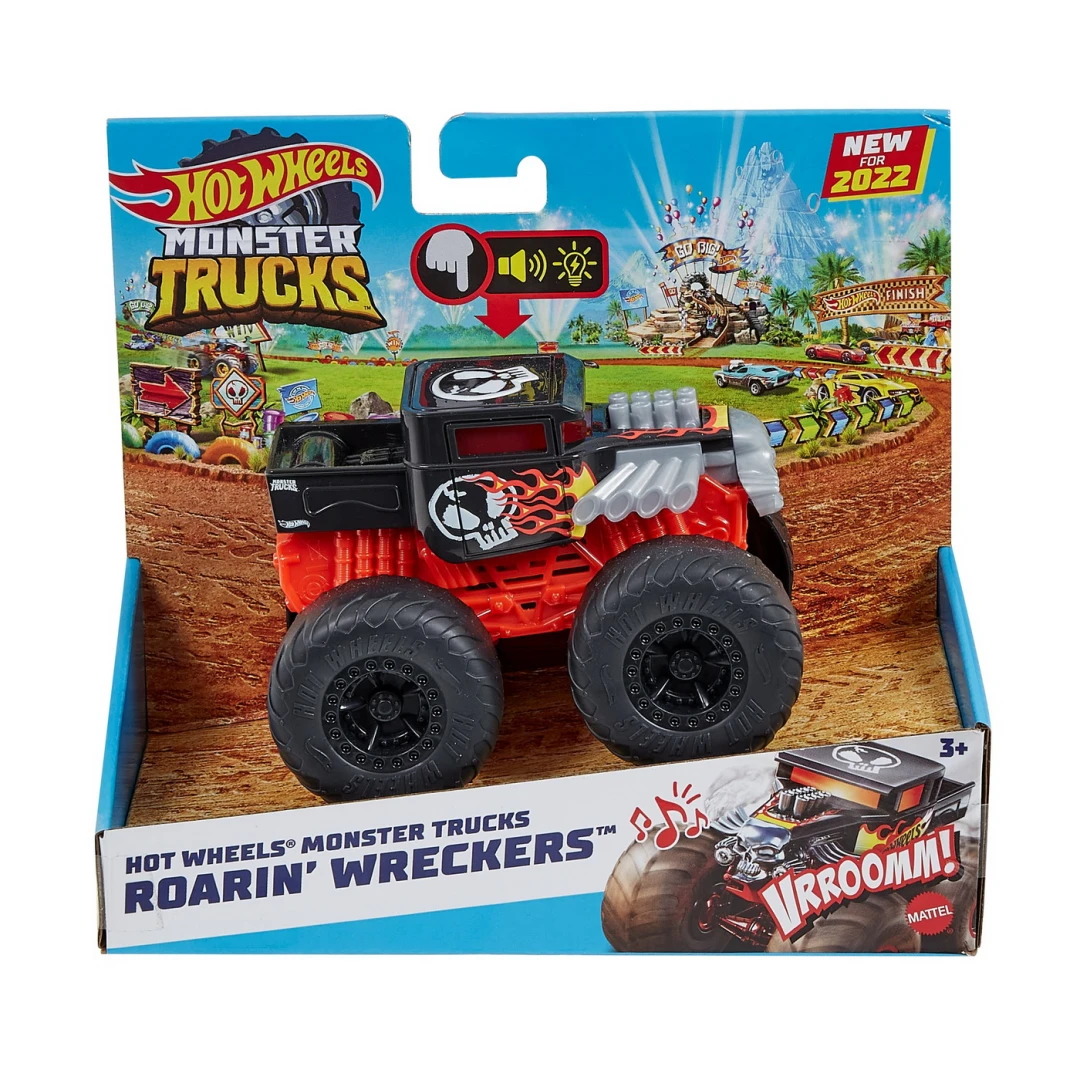 Hot Wheels Monster Truck Roarin wreckers Bone Shaker cu functii si sunete scara  1:43 - 
