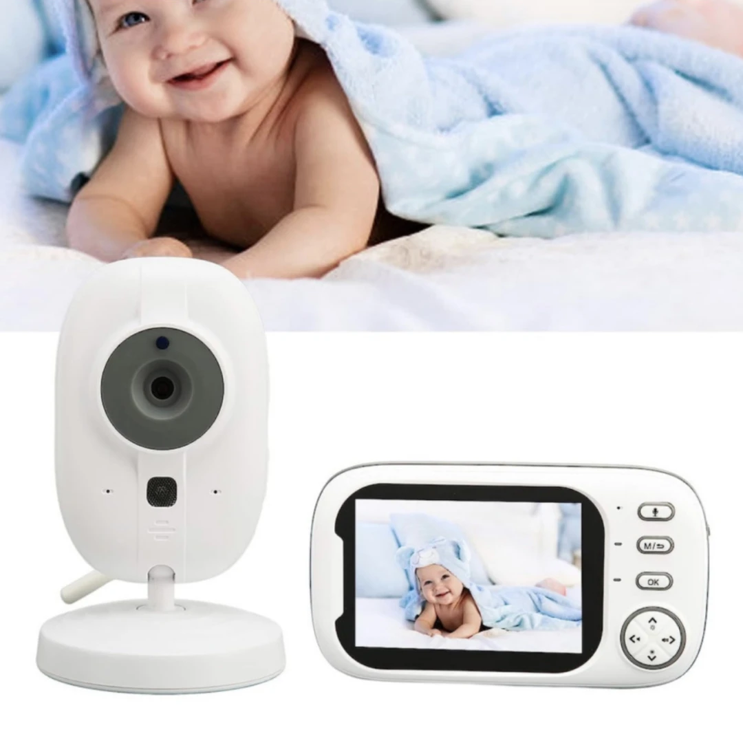 Sistem Monitorizare Video si Audio pentru siguranta bebelusului, HappyKID, Wireless, Night Vision, Posibilitatea de a vorbi cu copilul, Senzor Temperatura, Ecran foarte mare 3.2 inch, Talk back, Cantece de leagan - 