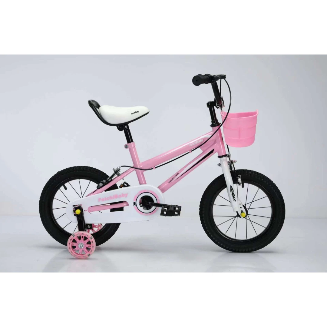 Bicicleta copii cu roti ajutatoare si frane, 12inch - Roz - 