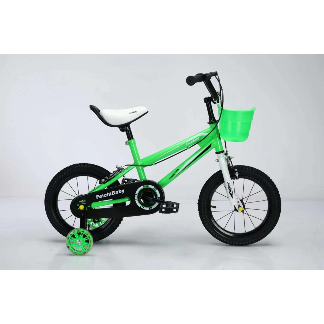 Bicicleta copii cu roti ajutatoare si frane, 12inch - Verde - 